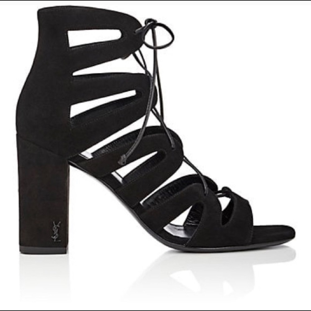 Saint Laurent suede baby lace up heels